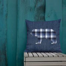 Load image into Gallery viewer, FLANNEL GRIZZLY BLUE Premium Pillow - Two on 3rd