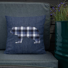 Load image into Gallery viewer, FLANNEL GRIZZLY BLUE Premium Pillow - Two on 3rd