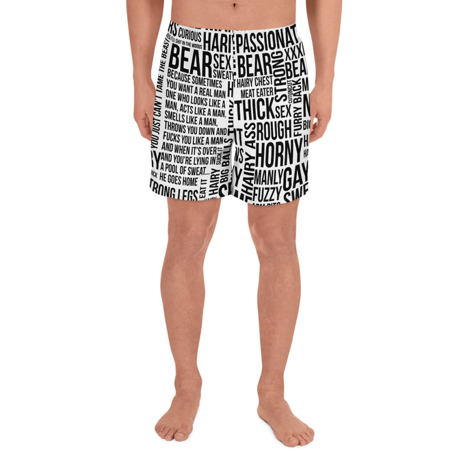 BEAR TALK All-Over Print Men's Athletic Long Shorts - Two on 3rd